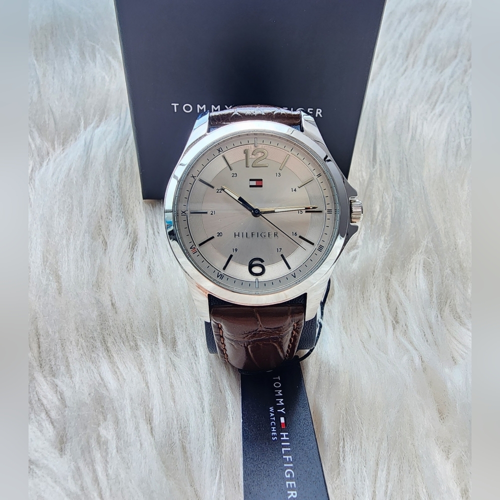 Tommy Hilfiger Silver and Brown Watch Original Brand New With Tag No Negotiable